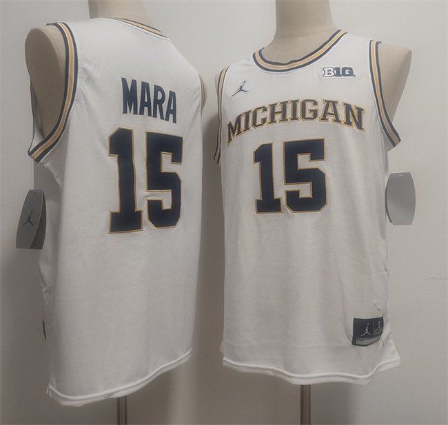 Men's Michigan Wolverines #15 Aday Mara White 2026 Vapor Limited Stitched Football Jersey